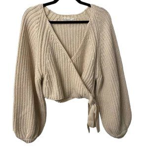 Oak & Fort Wrap Cardigan Ribbon Bobble Knitted Sleeve Size XS|TP